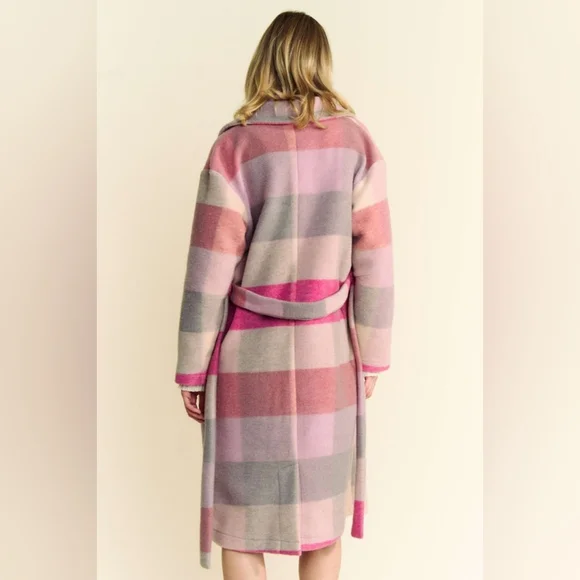 Davi & Dani Tied Color Block Collared Neck Coat